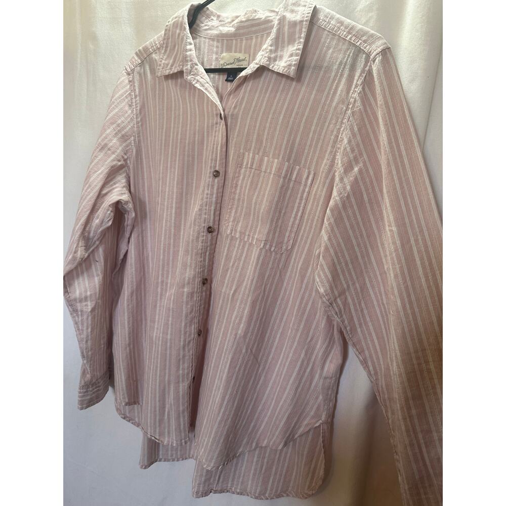 Universal Thread Pink and White Striped Button-Down Shirt - Picture 3 of 5